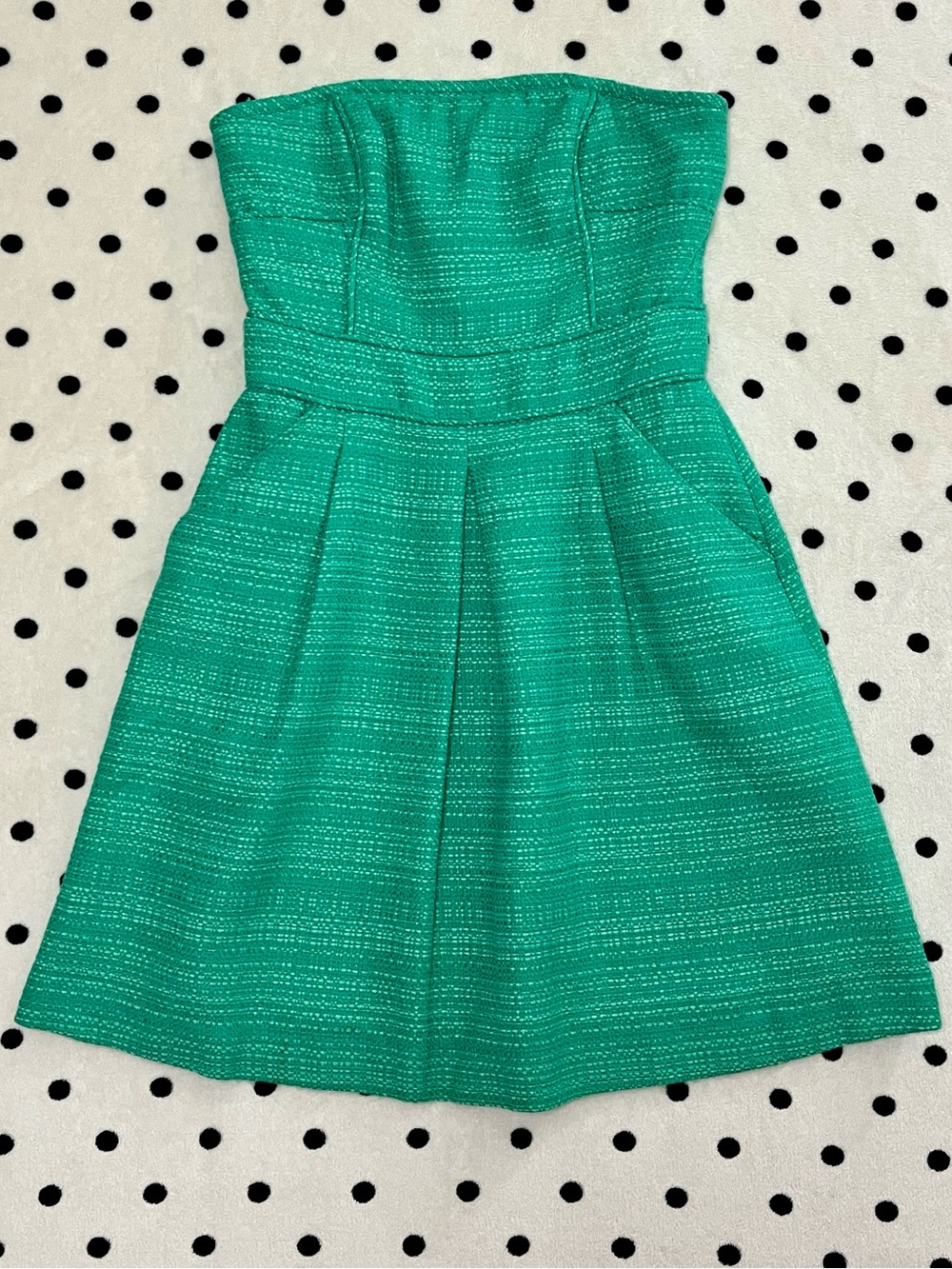 Banana Republic Jadite Green Tweed Strapless Dress Size 6